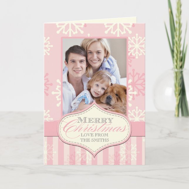 Festiva TARJETA DE FOTOGRAFÍA DE NAVIDADES DE Rubor PINK (Anverso)