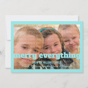 Festiva Tarjeta de fotos Aqua Typography Merry Everything