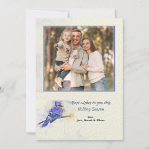 Festiva Tarjeta de Fotos de Día Festivo de Arrendajo Azul