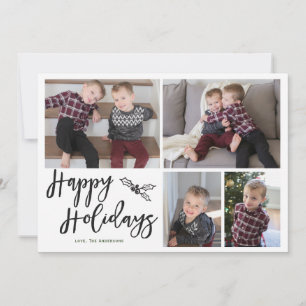 Festiva Tarjeta de fotos de Felices Fiestas de Plaid