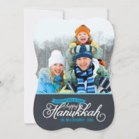 Tarjeta de fotos de Hanukkah Script de Chalkboard