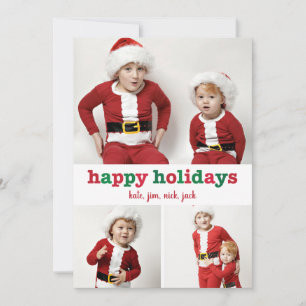 Festiva Tarjeta de fotos de Jolly Stripes Happy Holidays