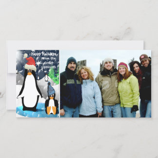 Festiva Tarjeta de fotos de la familia Cute Penguin Happy 