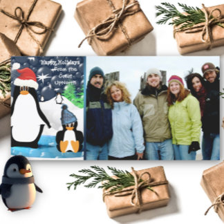 Festiva Tarjeta de fotos de la familia Cute Penguin Happy 