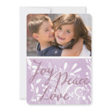Tarjeta de fotos de Lavender Joy Peace Love Holida