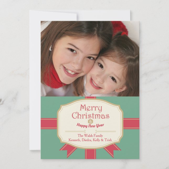 Festiva Tarjeta de fotos de sentimientos navideños (Anverso)