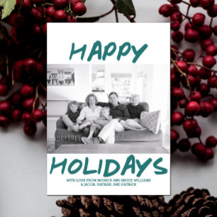 Festiva Tarjeta de fotos de Trendy Happy Holidays VERDE