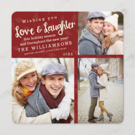 Festiva Tarjeta de fotos de vacaciones de amor y risa / Ro