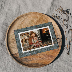 Festiva Tarjeta de fotos de vacaciones navideñas con guion