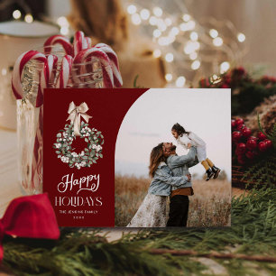 Festiva Tarjeta de fotos Elegant Script Happy Holidays