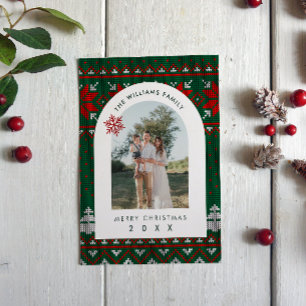 Festiva Tarjeta de fotos familiares con patrón de punto fe