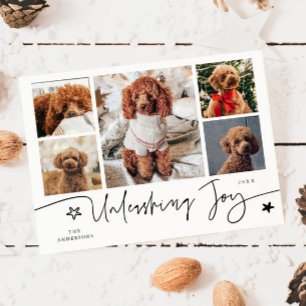 Festiva Tarjeta de fotos múltiples de perro blanco liberan