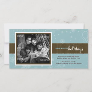 Festiva Tarjeta de fotos navideñas con cinta de raya fina