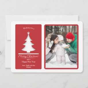 Festiva Tarjeta de Fotos Navideñas con Recorte de Árbol