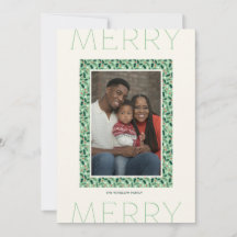 Tarjeta de Fotos Navideñas Merry Holly Days (Verde