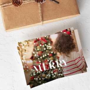 Festiva Tarjeta de fotos navideñas Merry Magic Script & Se