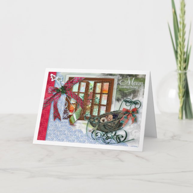Festiva Tarjeta de gatitos para navidades (Anverso)