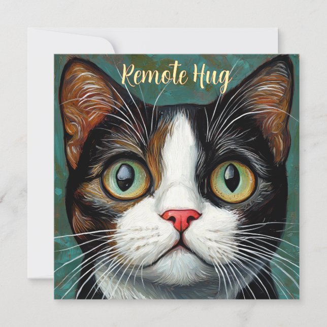 Festiva Tarjeta de gato de abrazo remoto (Anverso)