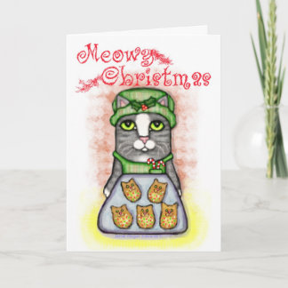 Festiva Tarjeta de gato de cookie para navidades