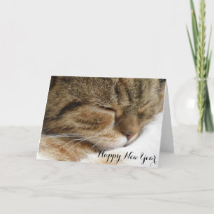 Festiva Tarjeta de gato Feliz Año Nuevo