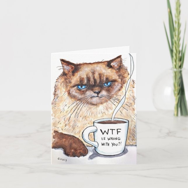 Festiva Tarjeta de gato gruñón (Anverso)