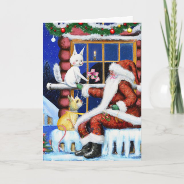 Festiva Tarjeta de gato inspirada en vintage (Anverso)