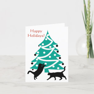 Festiva Tarjeta de gato "Rockin' alrededor del árbol de Na