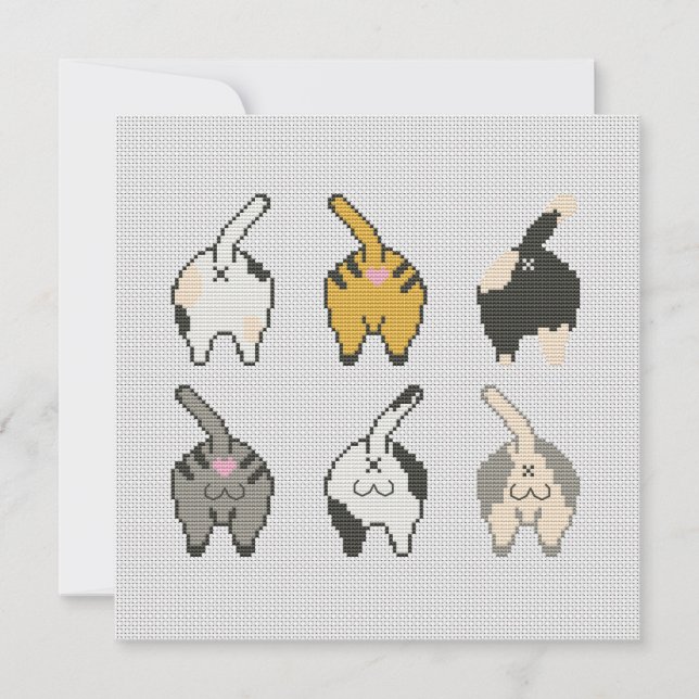 Festiva Tarjeta de gato trasero. ¡Arriba abajo! (Anverso)