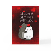 Tarjeta de gatos de amor El día de San Valentín