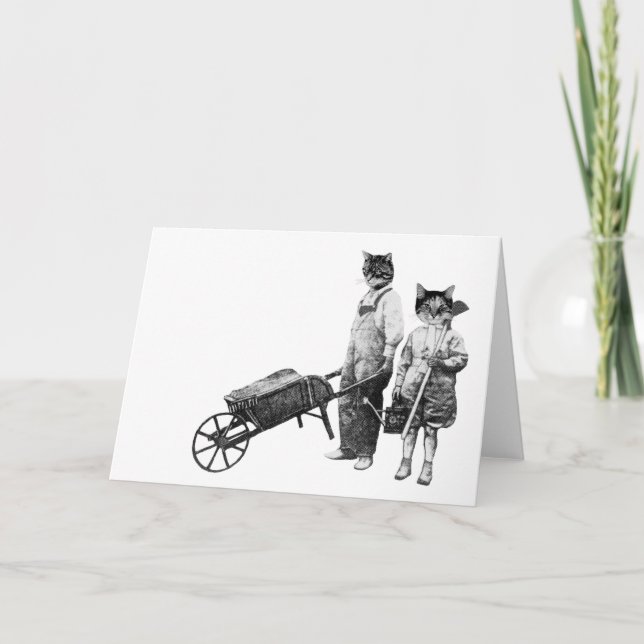 Festiva Tarjeta de gatos de jardinería divertida personali (Anverso)