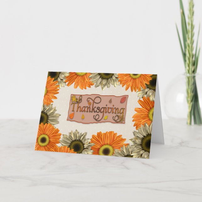 Festiva Tarjeta de girasoles de acción de gracias (Anverso)