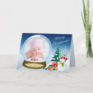 Festiva Tarjeta de Globe de Nieve para Navidades de Snowma