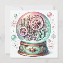 Festiva Tarjeta de Globe de Nieve para Navidades Pastel St