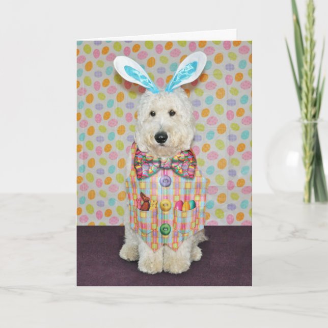 Festiva Tarjeta de Goldendoodle pascua (Anverso)