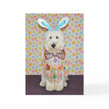 Tarjeta de Goldendoodle pascua