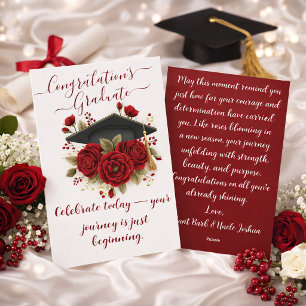 Festiva Tarjeta de Graduación de Rosa Roja con Mensaje Imp