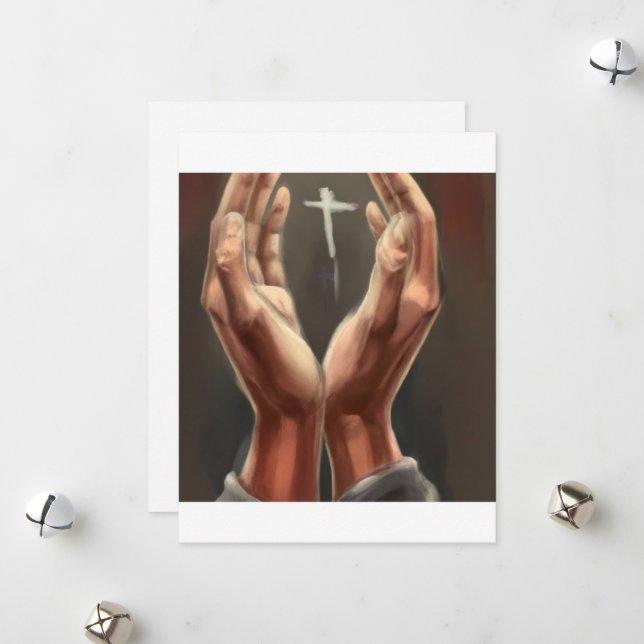 Festiva Tarjeta de grapadora de manos para rezar (Anverso/Reverso In Situ)