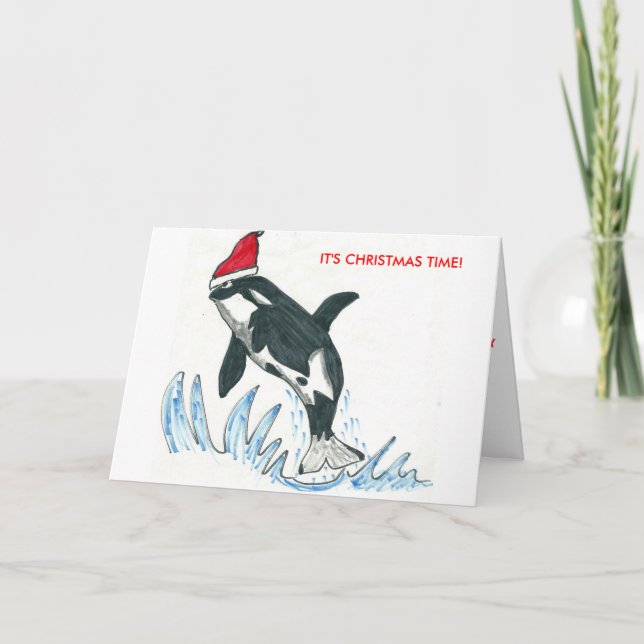 Festiva TARJETA DE GREETING PARA navidades - ORCA (Anverso)