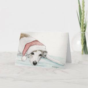 Festiva Tarjeta de "Greyhound in Santa Hat" de Navidades d