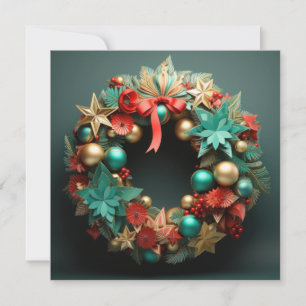 Festiva Tarjeta de guirnalda 3D Merry Christmas