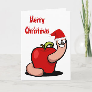Festiva Tarjeta de gusano para navidades