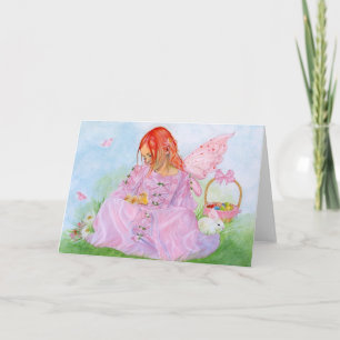 Festiva Tarjeta de hadas del conejito de Pascua de la