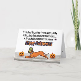 Festiva Tarjeta de Halloween - Caos de Parche de Franken-P