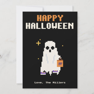 Festiva Tarjeta de Halloween de arte pixelado de disfraz d