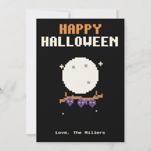 Festiva Tarjeta de Halloween de arte pixelado de murciélag