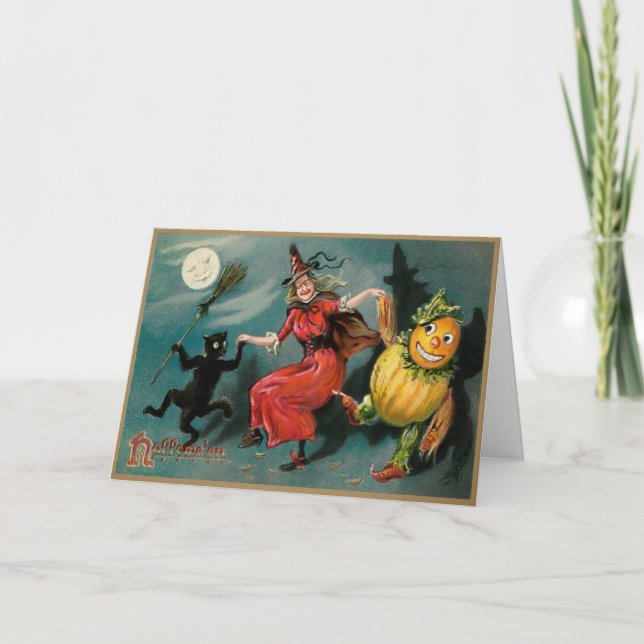 Festiva Tarjeta de halloween de baile retro (Anverso)