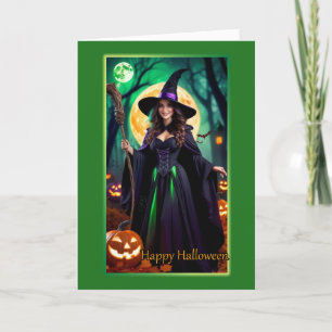 Festiva Tarjeta de Halloween de Bruja Atractiva