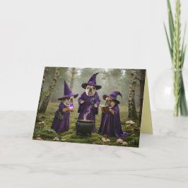 Festiva Tarjeta de Halloween de Bruja Bulldog