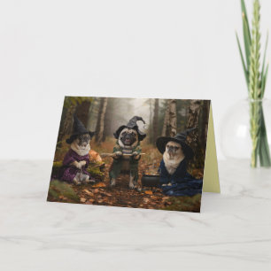 Festiva Tarjeta de Halloween de Bruja Pug