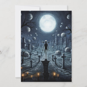 Festiva Tarjeta de Halloween de cementerio